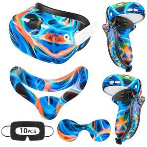 오큘러스 퀘스트 2 액세서리, 메타 2용 릴로하스 VR 액세서리 세트, 컨트롤러 그립 가죽 커버, 쉘 페이스 크리스마스와 할로윈을 위한 최고의 선물(오로라) 포함