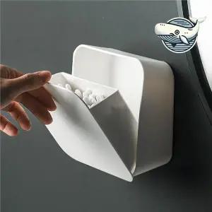 [콩심팥심]다용도 보관함 면봉 화장솜 정리함 부착식 수납 원터치부착케이스