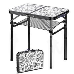 야외 사이드 테이블, 휴대용 3 조절 높이 작은 접이식 실내용 알루미늄 파티오 수영장, 현관, 정원, 발코니용 식물 스탠드 커피 엔드 테이블