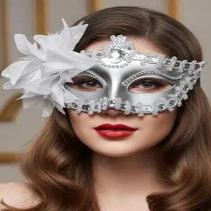 매악스 블랙 가면극 마스크 파티용 베네치아 안티파즈 플라워 레이스 우아한 의상 액세서리