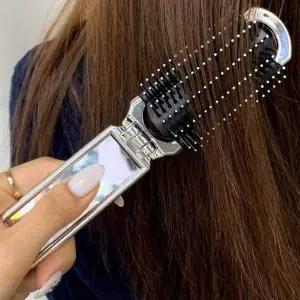 [셀러에이드]고급형 접이식거울빗 헤어롤빗 헤어빗세트 여행용빗