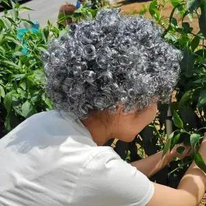 [골드스마일]뽀글머리 할머니 가발 촌캉스 흰머리 백발 분장용