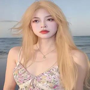 [콩심팥심]통가발 화사한 금발가발 인모 긴생머리 여자가발