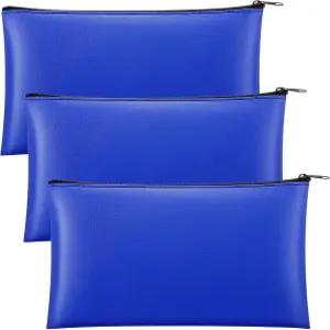 지퍼 뱅크 입금 가방 포함 3개 머니백 11 x 6인치 PU 가죽 파우치 지퍼드 코인 현금 지갑 유틸리티 체크