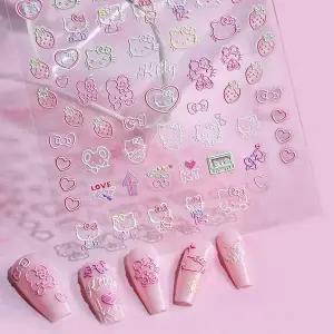 네일아트 올록볼록 귀욤 냥이 케릭터 키티 엠보스티커