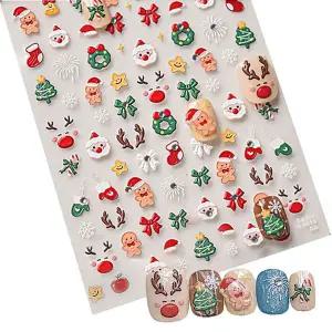 네일아트 크리스마스 귀여운 케릭터 엠보 스티커 7종