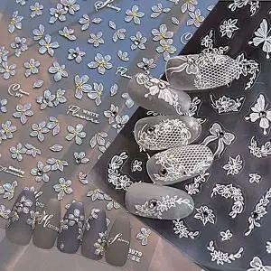 네일아트 수정포인트 꽃 리본 나비 네일 엠보스티커