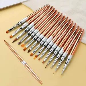 [셀러에이드]네일아트 고급 전문 네일브러쉬 + 브러쉬캡 15종 세트