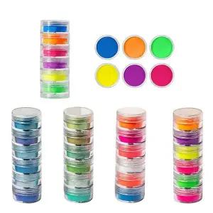 네일아트 6층케이스 6색 형광글리터 세트 5종