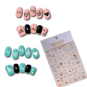 네일아트 3D 디자인 도톰 메탈 레터링 네일스티커 4종