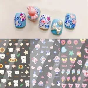 [셀러에이드]네일아트 5D 귀여운 케릭터 엠보 스티커 3종