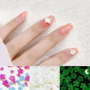 [셀러에이드]네일아트 빛반응 야광 카멜레온 플라워 스톤 세트 3종