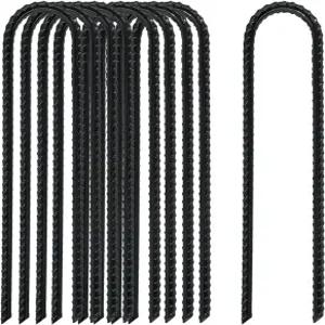 8인치 철근 스테이킹 헤비 듀티 10팩 가든 U-Hook 텐트 조경 야외 장식용 정전기 방청 금속 패브릭 접지