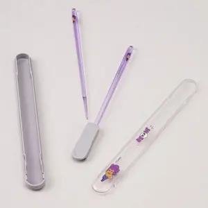 조용한 젓가락 케이스 세트 쉘리 테마 캐릭터 어린이 식기 도시락 용품