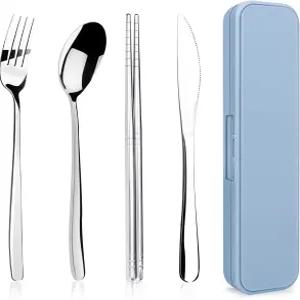 케이스 포함 5피스 리시낙스 휴대용 여행 도구 세트 프리미엄 304 스테인리스 캠핑 점심 직장 학교 등