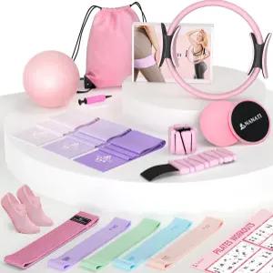 나나티 필라테스 키트 여성용 홈 운동 14.5인치 링과 볼 저항 밴드 발목 웨이트 슬라이더 및 초보자 그립