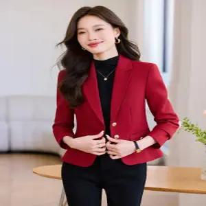 밴널스샵 레드 여성용 봄 가을 캐주얼 정장 재킷 코트 상의 HO3