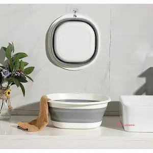 세수대야 플라스틱 둥근사각 대형 그레이 접이식대야 빨래 목욕rst017