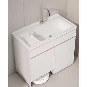 간이 싱크대 하부장 화이트 수납공간 보조 로봇청소기