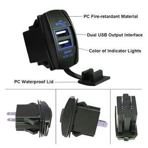 호환 12V-24V 듀얼 USB 전원 충전기 소켓 방수 3.1A 로커 스위치 스타일 자동차 보트 요트 ATV RV 트럭