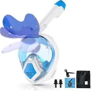 쉬에 데빌피쉬 풀페이스 스노클 마스크 접이식 선글라스가 장착된 드라이 탑 시스템 스노클링 세트 180도