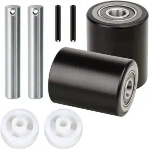 호미 팔레트 잭/트럭 적재 휠 교체 풀 세트(축 및 20mm ID 베어링 포함) 엔트리 출구 롤러 3 x 3.75