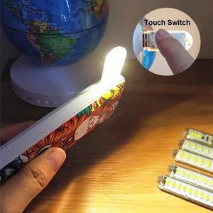 미니 USB 북 라이트 휴대용 LED 램프 터치 스위치 야간 조명 5V 초고휘도 독서등 보조 배터리 캠핑 PC 노