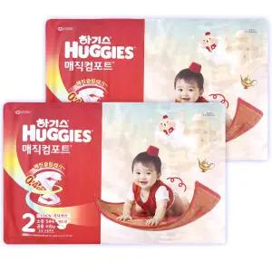 하기스 매직컴포트 밴드 기저귀 2단계 밴드형 소형 공용 54매 2팩