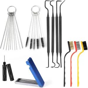 신바나 카뷰레터 클리닝 키트 13개의 바늘 4개의 후크 3개의 싱글 헤드 브러시 5개의 나일론 10개의 니들