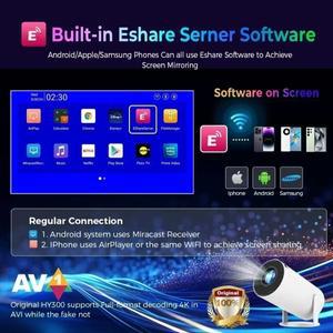 스마트 홈 프로젝터 1080P HDR10 4K 지원 휴대용 미니 WiFi 블루투스 스크린 미러링 극장 빔 TV 스틱