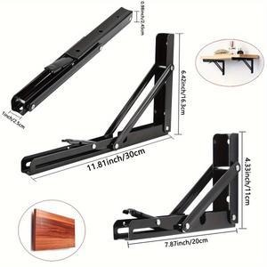 견고한 접이식 선반 브래킷, 튼튼한 삼각형 테이블 벤치, 벽 Mou, 11.81x6.42 인치, 30x16.3 cm, 2 개