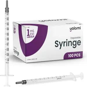 1mL 루어 슬립 주사기(바늘 없음) 멸균 및 개별 포장 전문 산업 개인용 100팩 얄로미