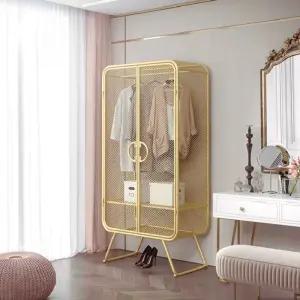 엔틱옷장 핑크 행거형 철제 미닫이 옷장 오픈형