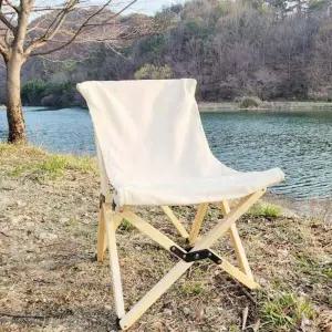 TBZ TN 캠핑 원목 우드 로우체어(아이보리)