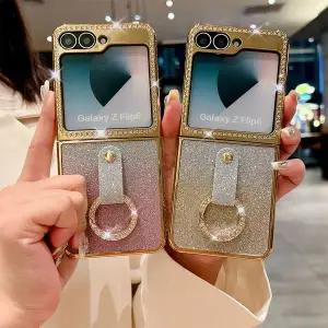 유니커블 갤럭시 Z플립 6 5 4 3 글리터 큐빅 링 스트랩 케이스