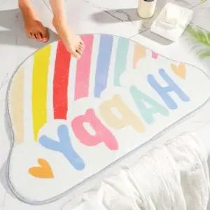 무지개 욕실발매트 푹신푹신 소프트 반달 발매트