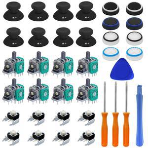 37 PCS 교체 부품 키트 라이 범퍼 버튼 스틱 모자 실리콘 커버 각각 8개 드라이버 수리 One 컨트롤러와 호환됨