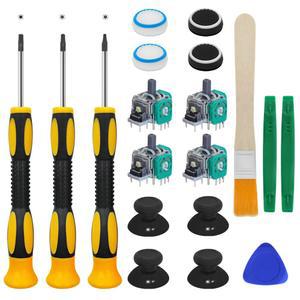 19 PCS 교체 부품 키트 소스톤 범퍼 버튼 스틱 모자 실리콘 브러시 커버 T6 T8 T10 수리 드라이버 One 컨트롤러와 호환