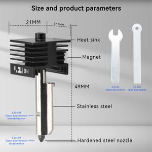 밤부랩 P2S 업그레이드 핫엔드 경화강 노즐 교체용 0.2/0.4/0.6/0.8mm 3D 프린터 헤드 부품