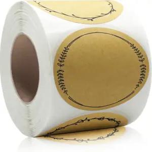 2 병 및 뚜껑용 통조림 라벨 롤당 500개 4가지 다른 화환 디자인 라운드 크래프트 크리스마스 메이슨