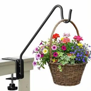 킹야드 중형 헤비 듀티 데크 후크 새 모이통 화분 스위트 바스켓 랜턴 윈드 차임을 위한 10인치 금속 난간