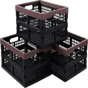 예스데이트 3팩 플라스틱 접이식 바구니 보관 바구니/우유 상자 15L