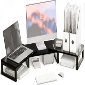 TEAMIX 책상 정리함 듀얼 모니터 스탠드 라이저 조절 가능한 컴퓨터 45.5인치 롱 데스크톱 선반 사무실