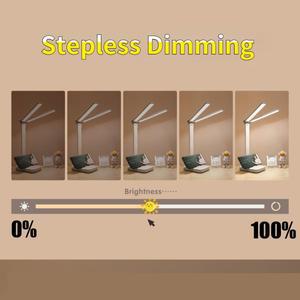 LED 책상 램프 USB 충전식 테이블 3 단계 디밍이 가능한 터치 조명 눈 보호 접이식 침실