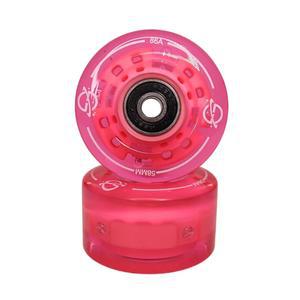라이트업 롤러 스케이트 휠 u2013 베어링 포함 듀얼 컬러 LED 8종 세트 58mm x 32mm 실내/외(비너스 로즈)