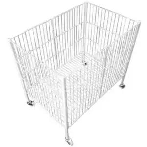 대형 철제바구니 사각 철제 수납 바퀴 다용도 화이트 메쉬