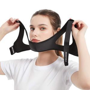 CPAP 사용자를 위한 조절 가능한 턱 스트랩 - 코골이용 얼굴 마스크 붕대로 입을 다물게 하는 여성과 남성을 건조한 입 비강 호흡 방지 코골이 금지 (블랙)