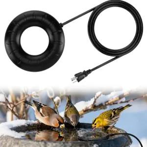 겨울철 야외용 6.6피트 코드 버드 배스 히터 - 야적장 파티오를 위한 온도 조절 기능이 있는 70W 잠수식