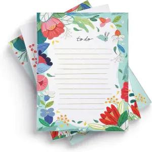 세이보 프레스 투 두 리스트 노트 패드 (3개 세트) 아나 산펠리포의 귀여운 꽃 메모 메모장