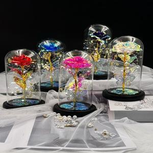 유리 돔형 로맨틱 LED 장미 나비 램프, 완벽한 가정 장식 및 선물, 결혼식, 생일, 발렌타인 데이, 나방용